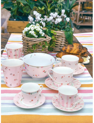 TAZZA COLAZIONE POLLINE ROSA PORCELLANA | Brandani