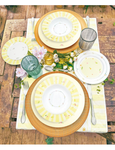 TAVOLA 18 PZ POLLINE GIALLO NEW BONE CHINA | Brandani