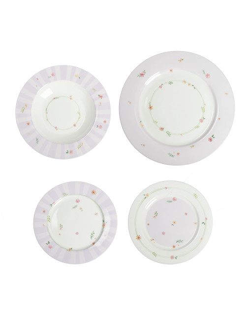 TAVOLA 18 PZ POLLINE LILLA NEW BONE CHINA | Brandani