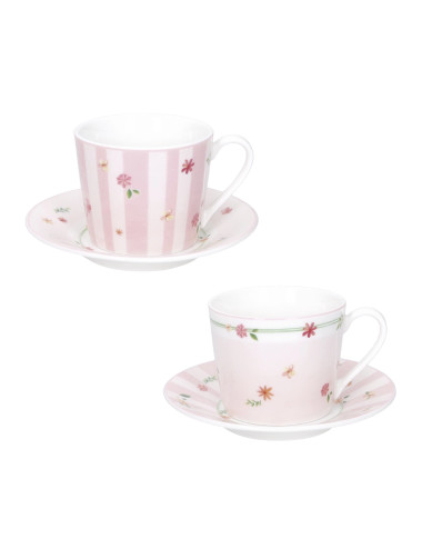 TAZZINA CAFFE' POLLINE ROSA CON PIATTINO SET 2 PZ NEW BONE  | Brandani