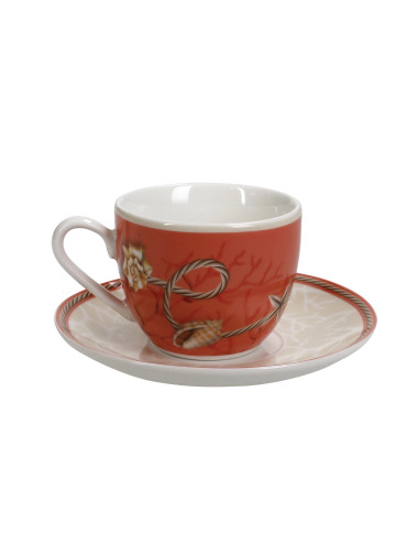 TAZZINA CAFFE CORALINE SET 2 PEZZI NEW BONE CHINA | Brandani