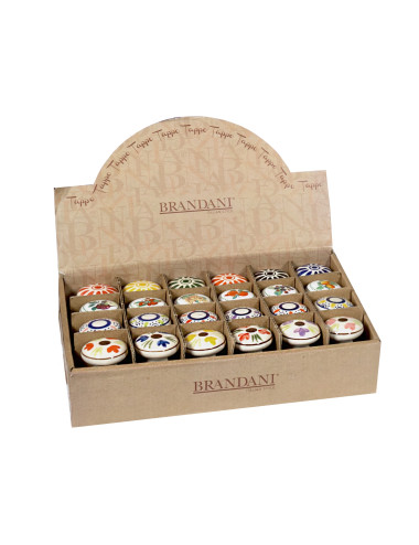 CERAMIC/CORK BOTTLE TOPS ASS.COLOURS & DECORATIONS 24 PC DI | Brandani