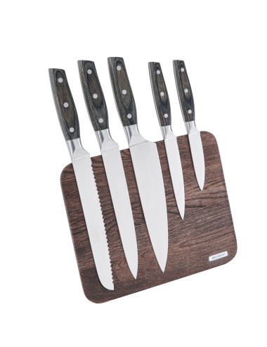 MAGNETIC WOOD BLOCK WITH 5 STAINLESS STEEL KNIVES | Brandani