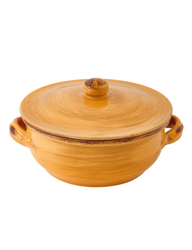 YELLOW FIRE CLAY POT WITH LID | Brandani