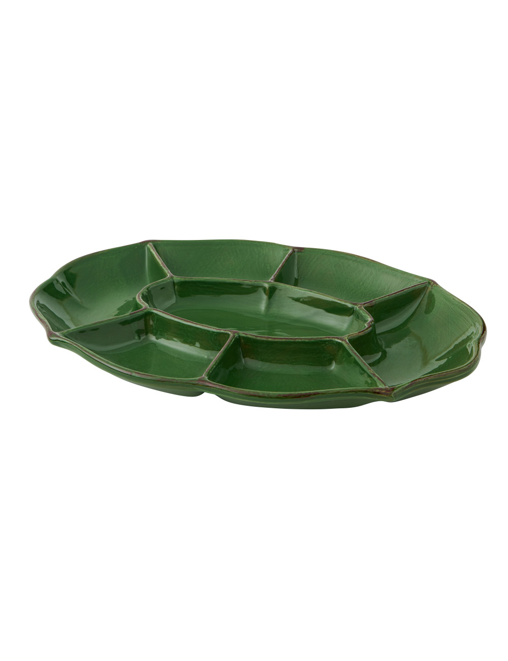 GREEN OVAL MAJOLICA HORS D'OEUVRE | Brandani