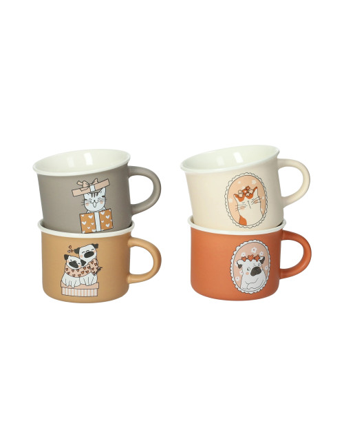 CATS & DOG NEW BONE CHINA COFFEE CUPS 4 PCS SET | Brandani