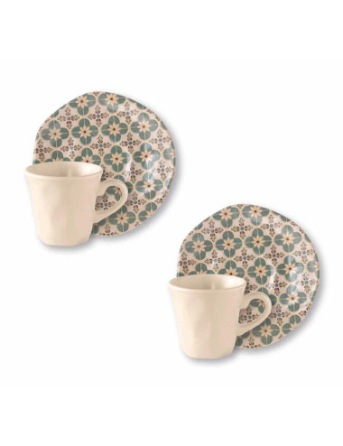 LE CEMENTINE 2 PCS SET PORCELAIN STONEWARE COFFEE CUPS | Brandani