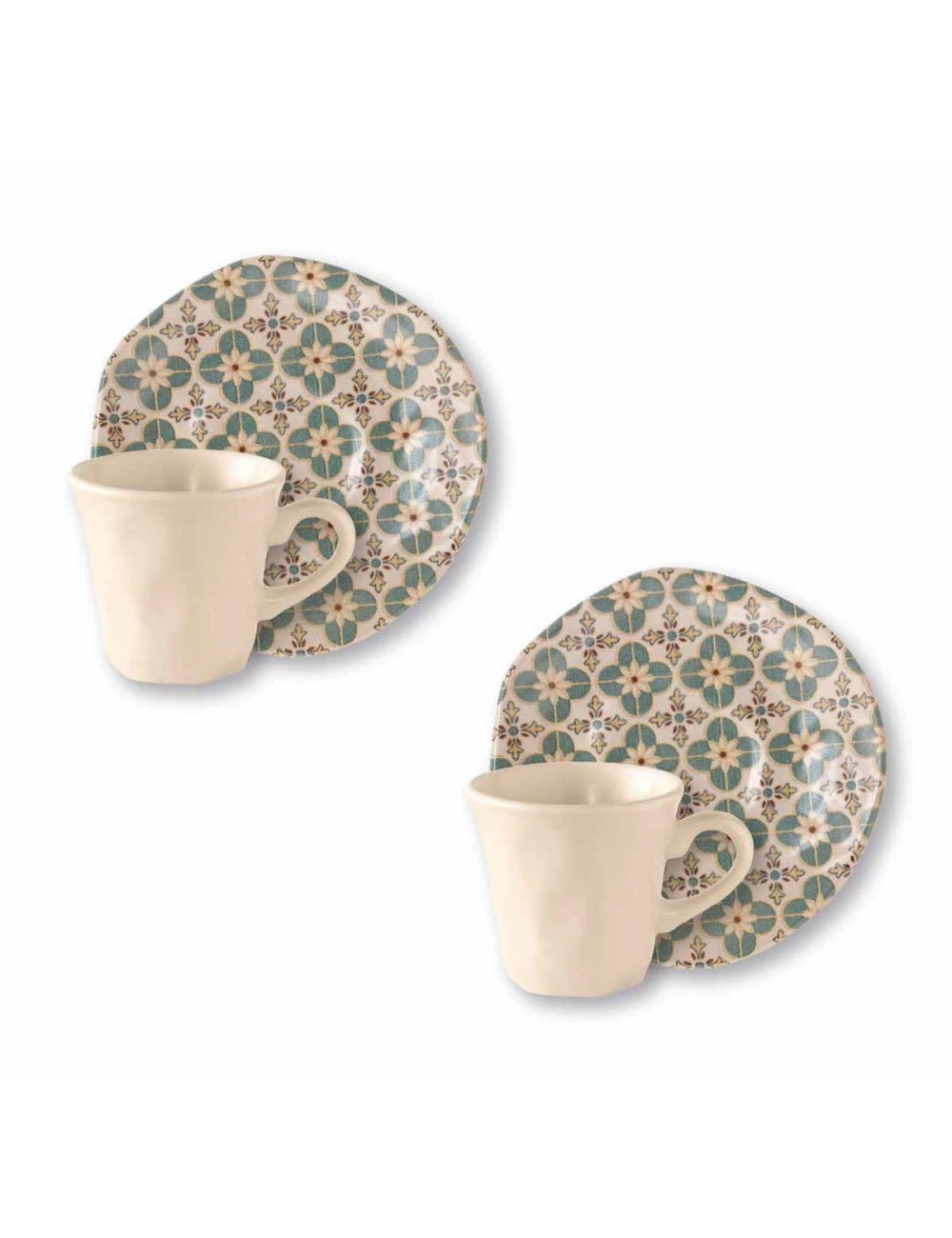 LE CEMENTINE 2 PCS SET PORCELAIN STONEWARE COFFEE CUPS | Brandani