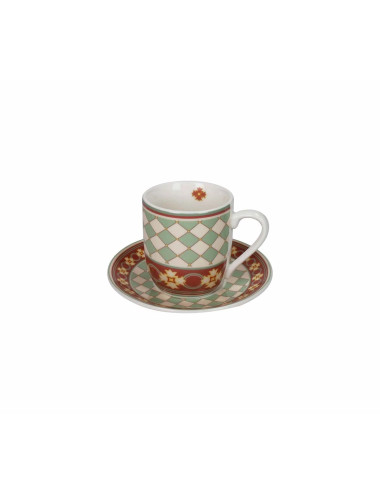 LE CEMENTINE QUADRELLA SET 2 PIECES PORCELAIN COFFEE CUPS | Brandani