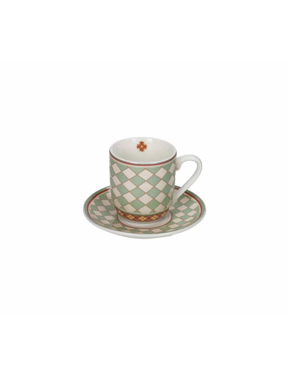 LE CEMENTINE QUADRELLA SET 2 PIECES PORCELAIN COFFEE CUPS | Brandani