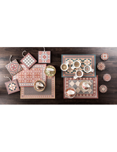 DECORATION LE CEMENTINE MATT SET 2 PEZZI CERAMICA/SUGHERO | Brandani