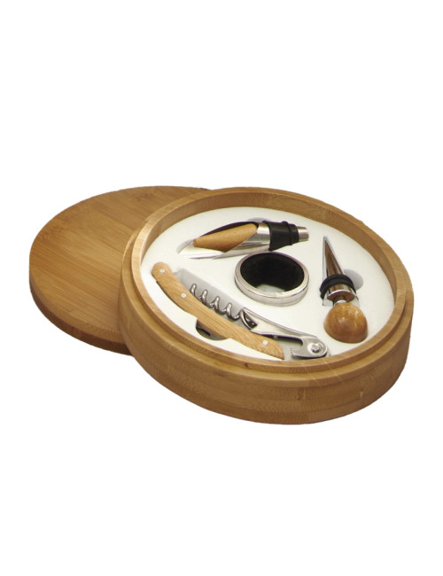 SET DEGUSTAZIONE VINO 4 PZ C/COFANETTO BAMBOO | Brandani