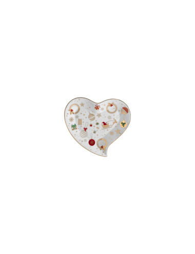 ALLELUIA SMALL HEART PATTERN TRAY PORCELAIN | Brandani