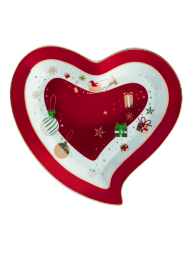 ALLELUIA SMALL HEART PATTERN TRAY PORCELAIN | Brandani