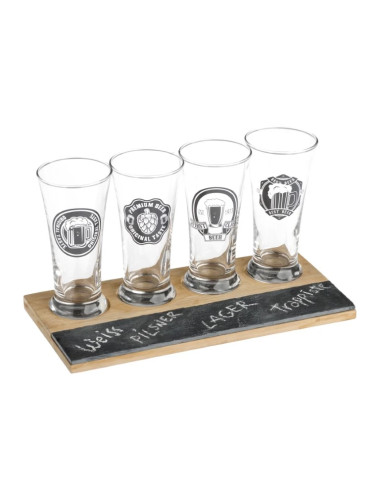 TASTING TRAY MR BREWERSET 6 PCS. SLATEGLASSBAMBOO | Brandani