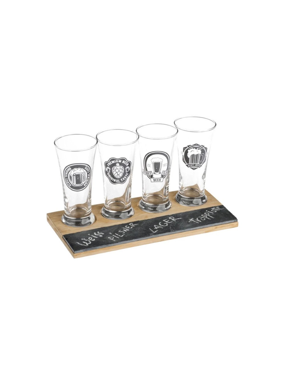 TASTING TRAY MR BREWERSET 6 PCS. SLATEGLASSBAMBOO | Brandani