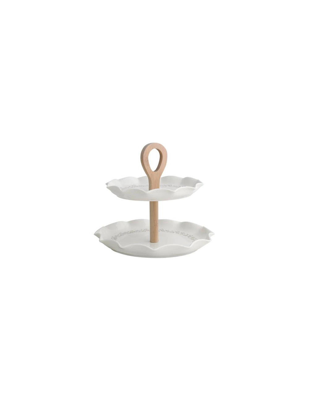 RICCIOLO DI FATA CAKE STAND PORCELAINNATURAL BAMBOO | Brandani