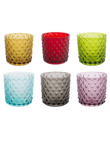 BICCHIERE ROMBI COLORI ASSORTITI SET 6 PEZZI IN VETRO | Brandani