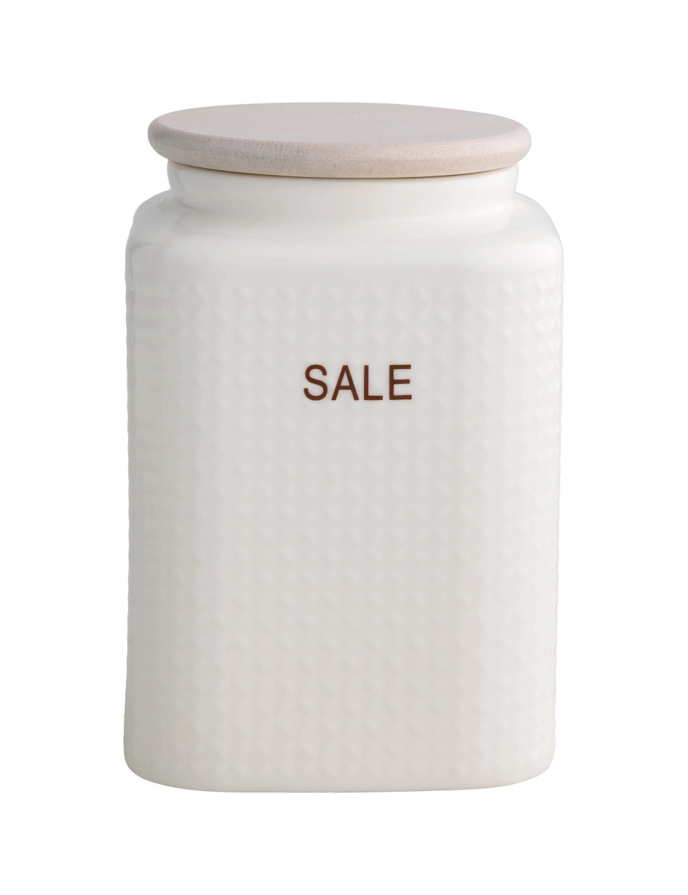 WHITE PORCELAIN SALT JAR WNATURAL BAMBOO LID | Brandani