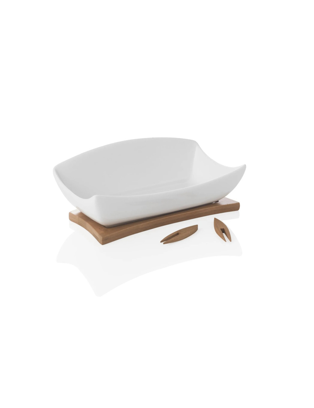 RELAX WHITE PORCELAIN HORS D OEUVRE DISH WBAMBOO SUPPORT AN | Brandani