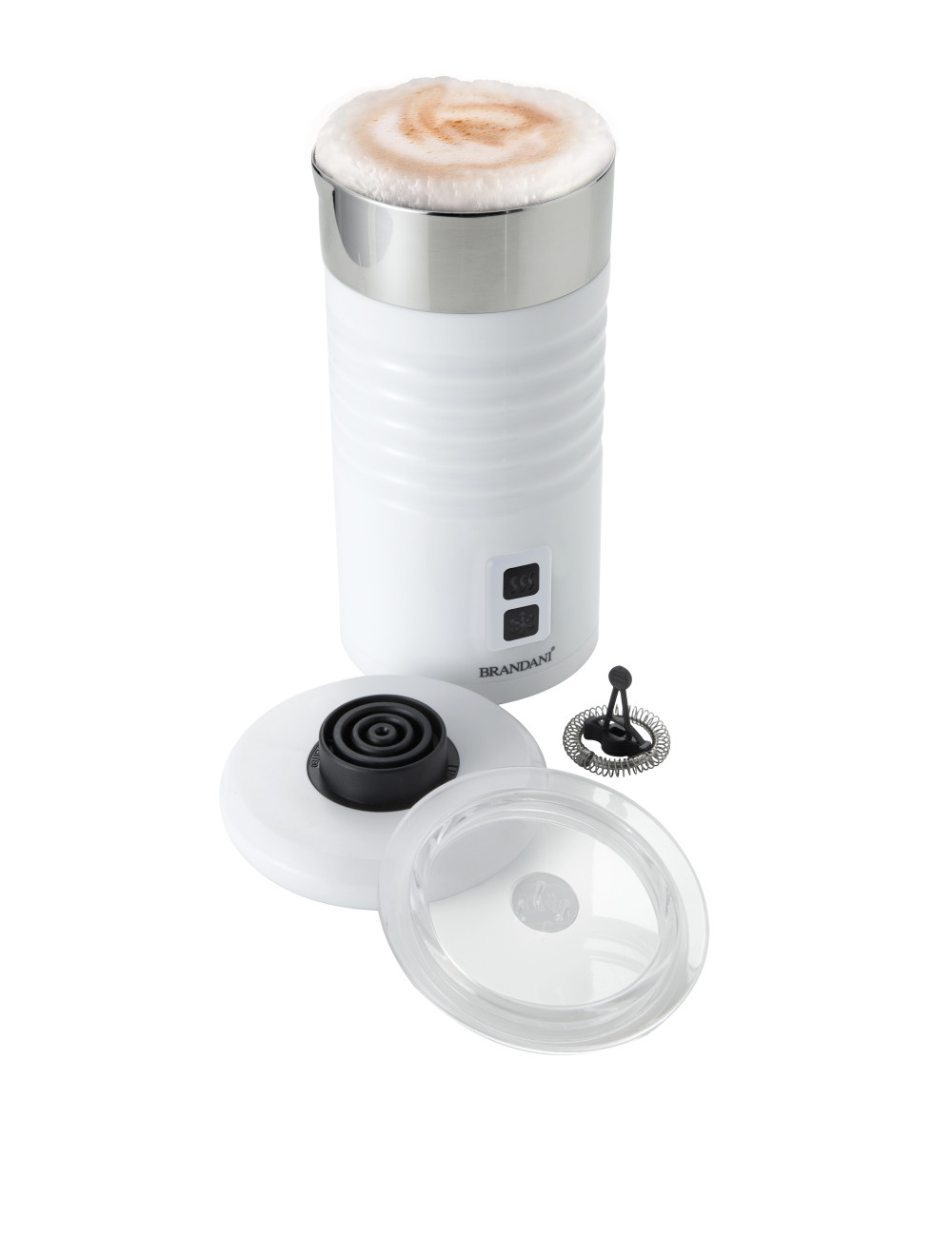 SCHIUMOTTO AUTOMATIC MILK FROTHER AND HEATER WHITE SSTEEL | Brandani