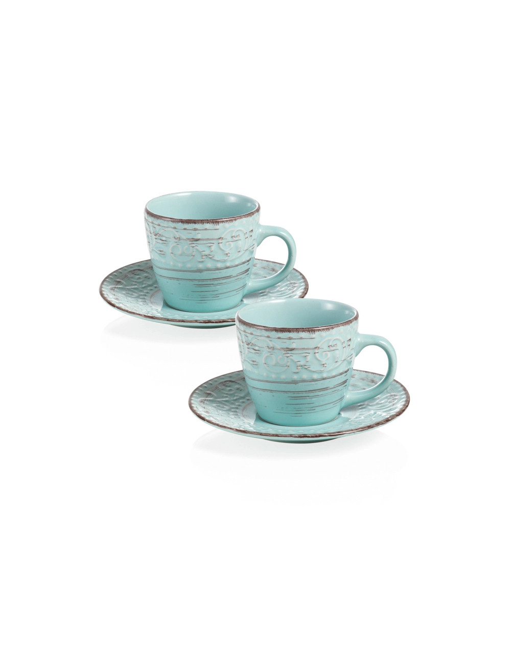 TAZZA CAPPUCCINA SERENDIPITY TURCHESE SET 2 PZ STONEWARE | Brandani