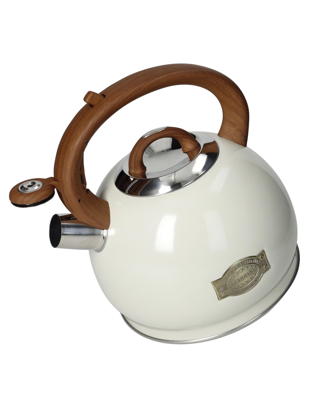 IVORY KETTLE INOX W/HANDLE WOOD-LOOK 2,7L | Brandani