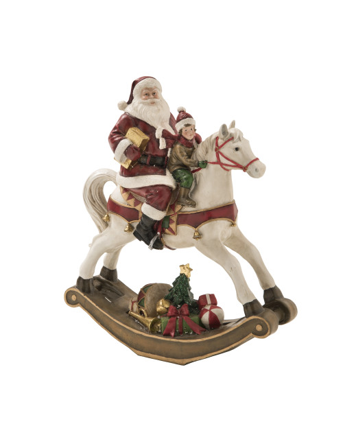 ROCKING HORSE WITH FATHER XMAS RESIN | Brandani