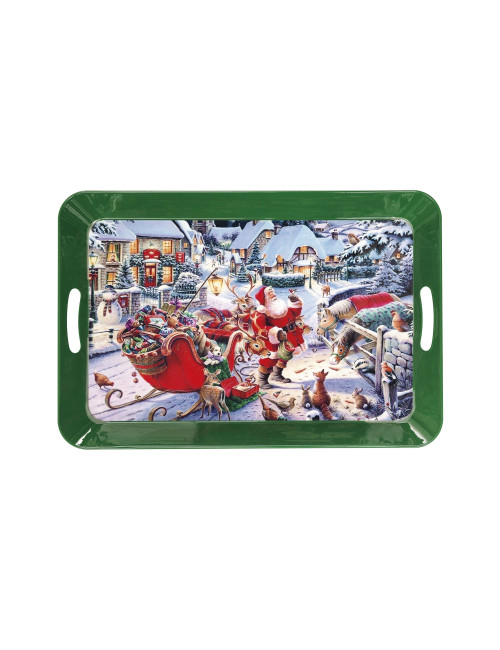 CHRISTMAS GREEN METAL TRAY | Brandani