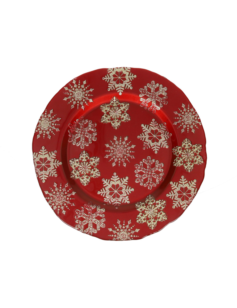 SOTTOPIATTO CHRISTMAS STELLINE ROSSO/ORO CM 31 VETRO | Brandani