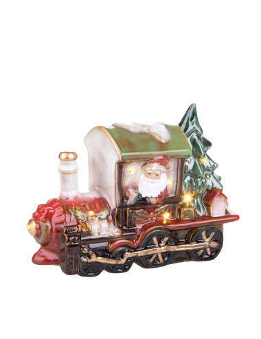 BABBO NATALE SU LOCOMOTIVA C/LED PORCELLANA | Brandani