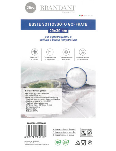 BUSTA SOTTOVUOTO CM 20X30 25PZ | Brandani