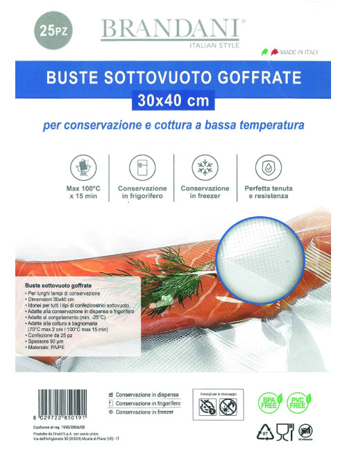 BUSTA SOTTOVUOTO CM 30X40 25PZ PA/PE | Brandani