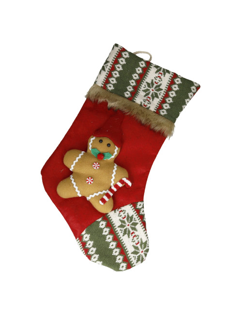 GINGERBREAD EPHIPHANY STOCKING IN RED POLYESTER/NON-WOVEN F | Brandani