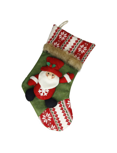 FATHER XMAS EPHIPHANY STOCKING IN GREEN POLYESTER/NON-WOVEN | Brandani