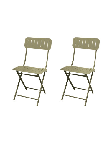 SEDIE PIEGHEVOLI BISTRO SET 2 PZ VERDE METAL | Brandani