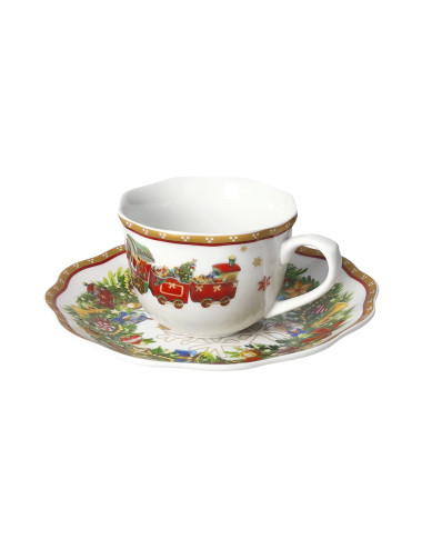 PORCELAIN CHRISTMAS COFFEE CUP 2 PC SET | Brandani