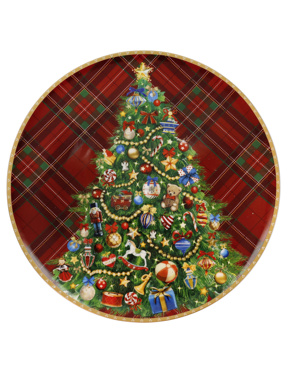 PORCELAIN CHRISTMAS TARTAN SERVING PLATE | Brandani