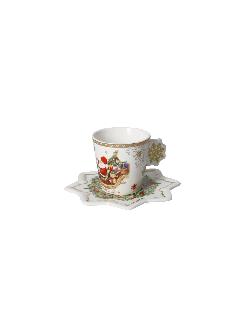 TAZZINA CAFFE CHRISTMAS SET 2 PZ NEW BONE CHINA | Brandani