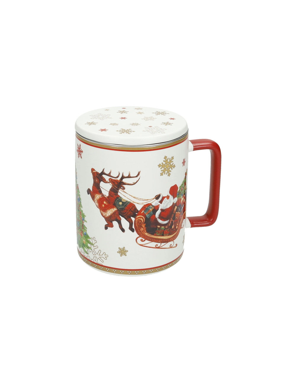 MUG CHRISTMAS BIANCO C/TAPPO E FILTRO NEW BONE CHINA/INOX | Brandani