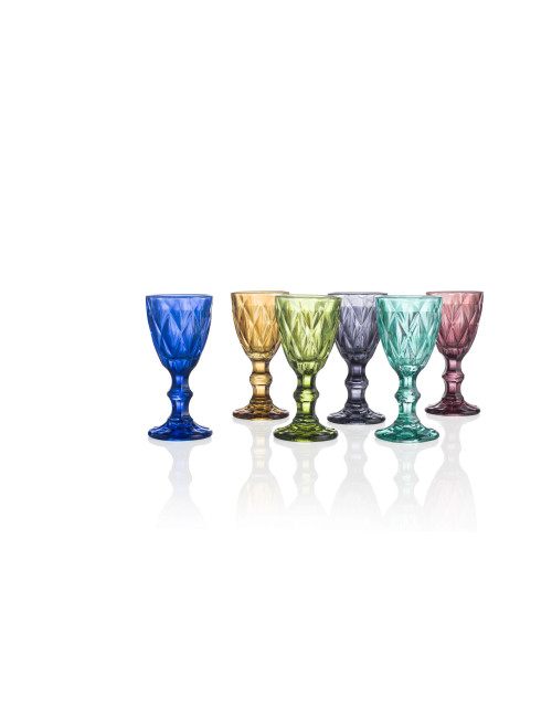 LIQUORINO DIAMANTE COLORI ASSORTITI SET 6 PEZZI VETRO | Brandani