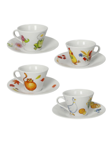 TAZZINA CAFFE' 4 STAGIONI SET 4 PZ DECORI ASSORTITI PORCELL | Brandani