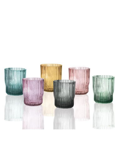 PLISSE GLASS ASS.COL. 6 PC SET | Brandani