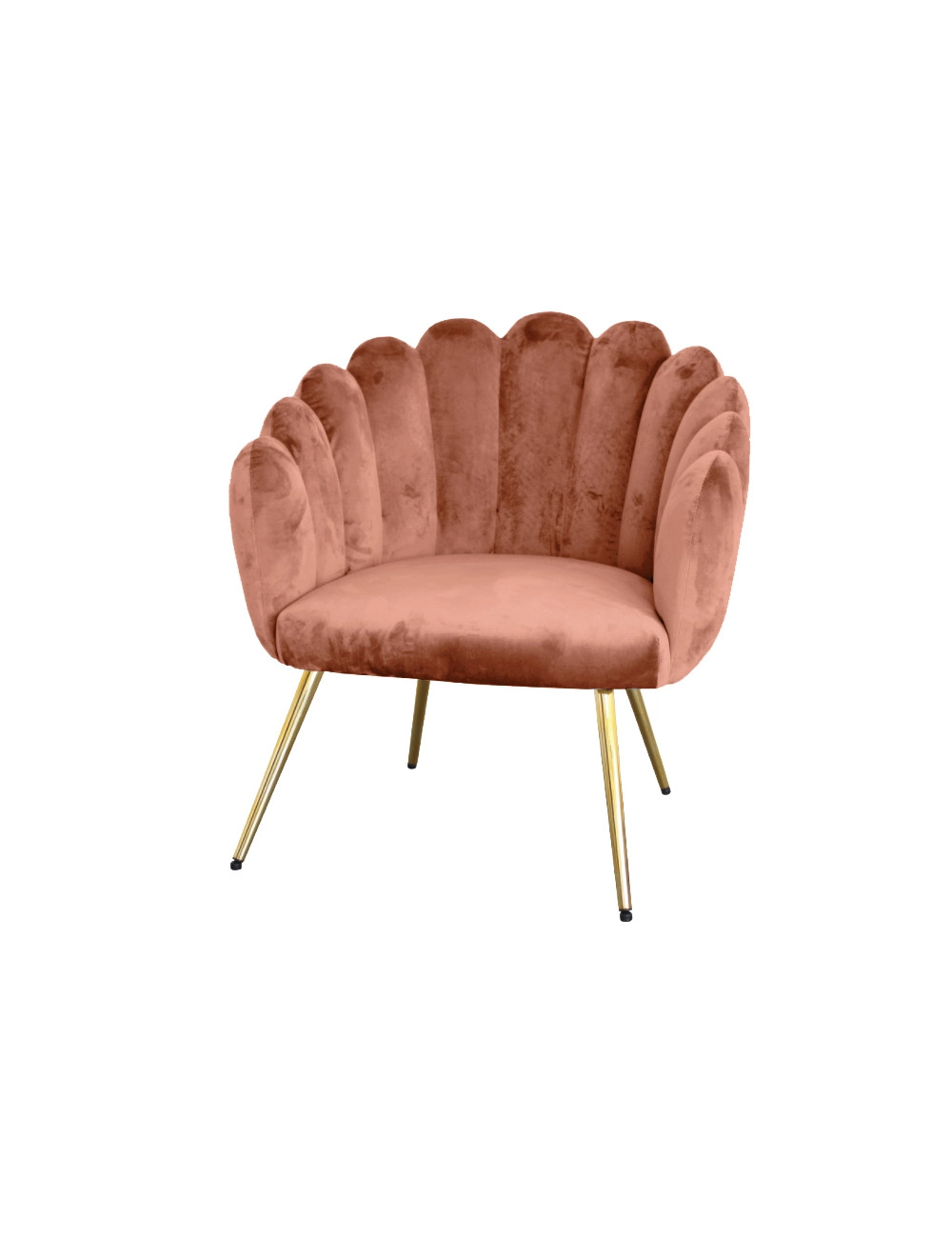 VELVET PINK SHELL ARMCHAIR WITH GOLD METAL LEGS | Brandani