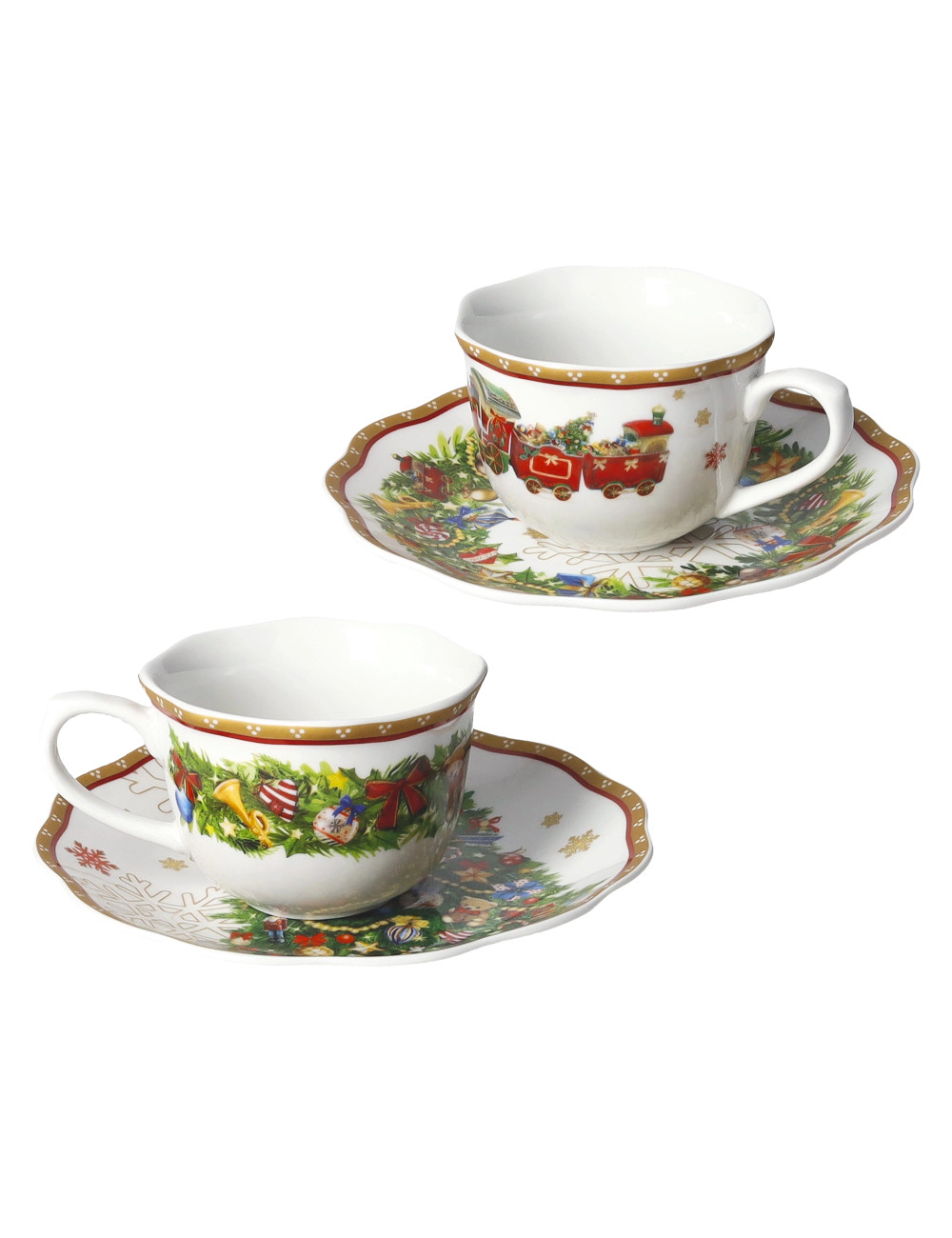 PORCELAIN CHRISTMAS COFFEE CUP 2 PC SET | Brandani