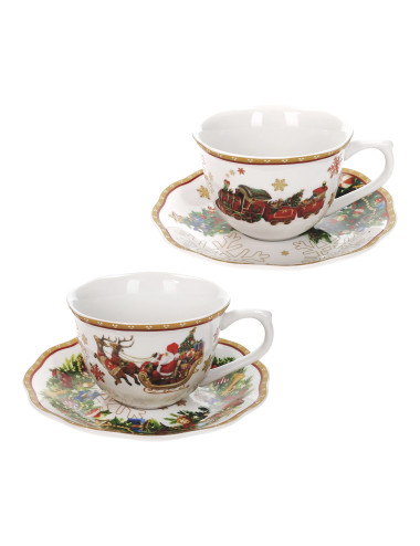 PORCELAIN CHRISTMAS TEA CUP 2 PC SET | Brandani