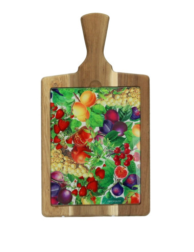 LE PRIMIZIE ACACIA CUTTING BOARD WITH DECORATED GLASS | Brandani