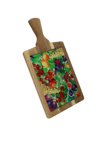 LE PRIMIZIE ACACIA CUTTING BOARD WITH DECORATED GLASS | Brandani