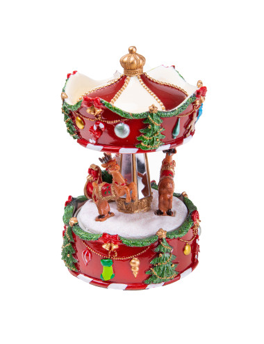 CAROUSEL MUSIC BOX WITH RED SLED, MUSIC AND MOVEMENT | Brandani