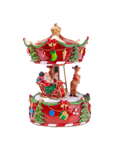 CAROUSEL MUSIC BOX WITH RED SLED, MUSIC AND MOVEMENT | Brandani